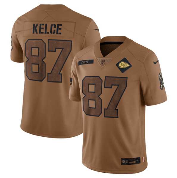 Men's Kansas City Chiefs #87 Travis Kelce 2023 Brown Salute To Service Limited Football Stitched Jersey Dyin,We sell and wholesale Men's Kansas City Chiefs #87 Travis Kelce 2023 Brown Salute To Service Limited Football Stitched Jersey Dyin on line form chian!